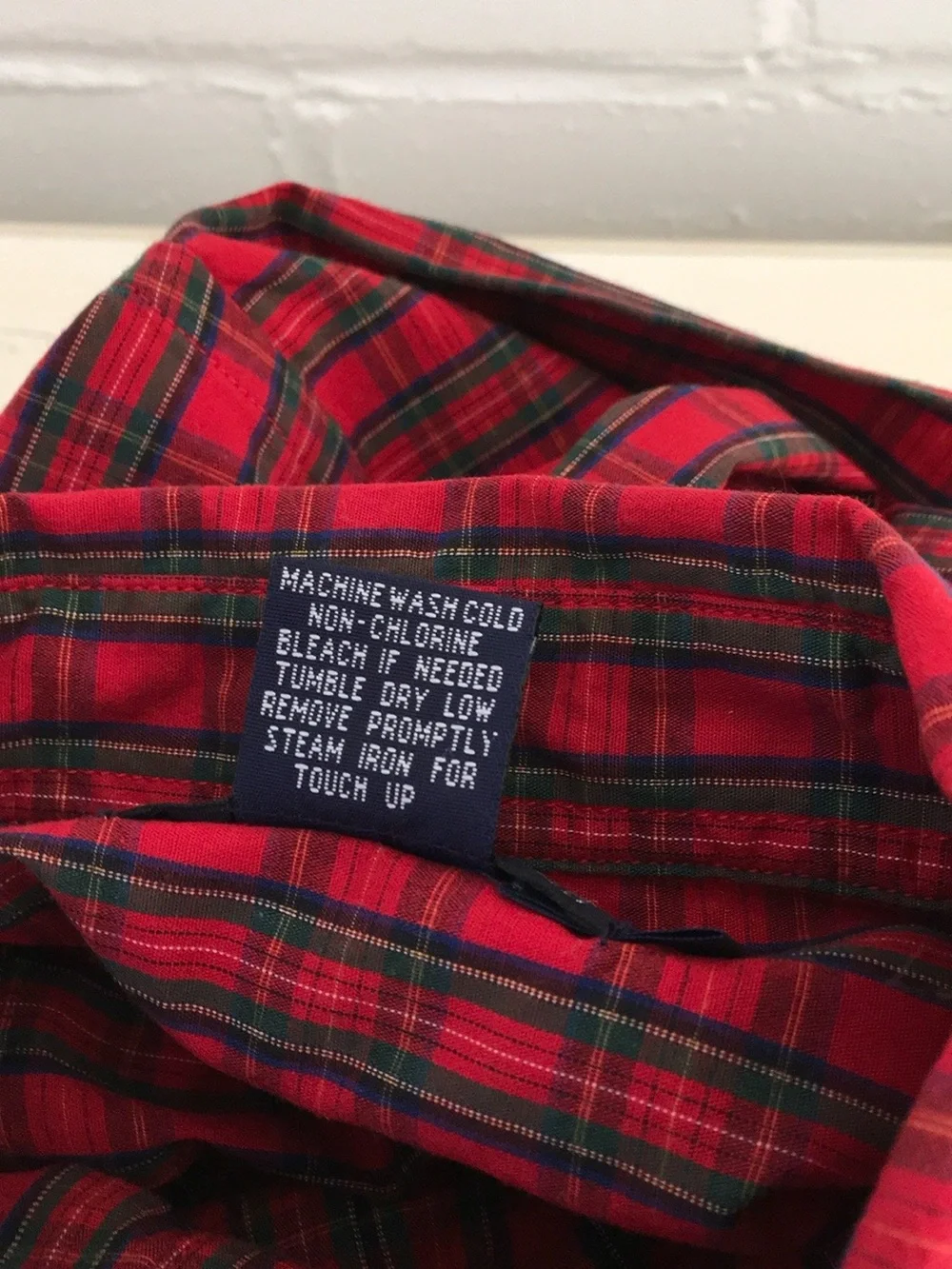 Boys Size M Ralph Lauren Red/Navy Blue Plaid Button-Down Holiday Christmas Shirt